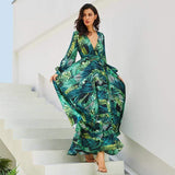 Amanda Women Deep V Neck Maxi Dress | Sexy Ladies Boho Long Dresses