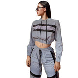 Women 2 Piece Outfits | Top + Skinny Pants | Hip Hop Hoodies | Reflective Hoodies | 2 Piece Set|